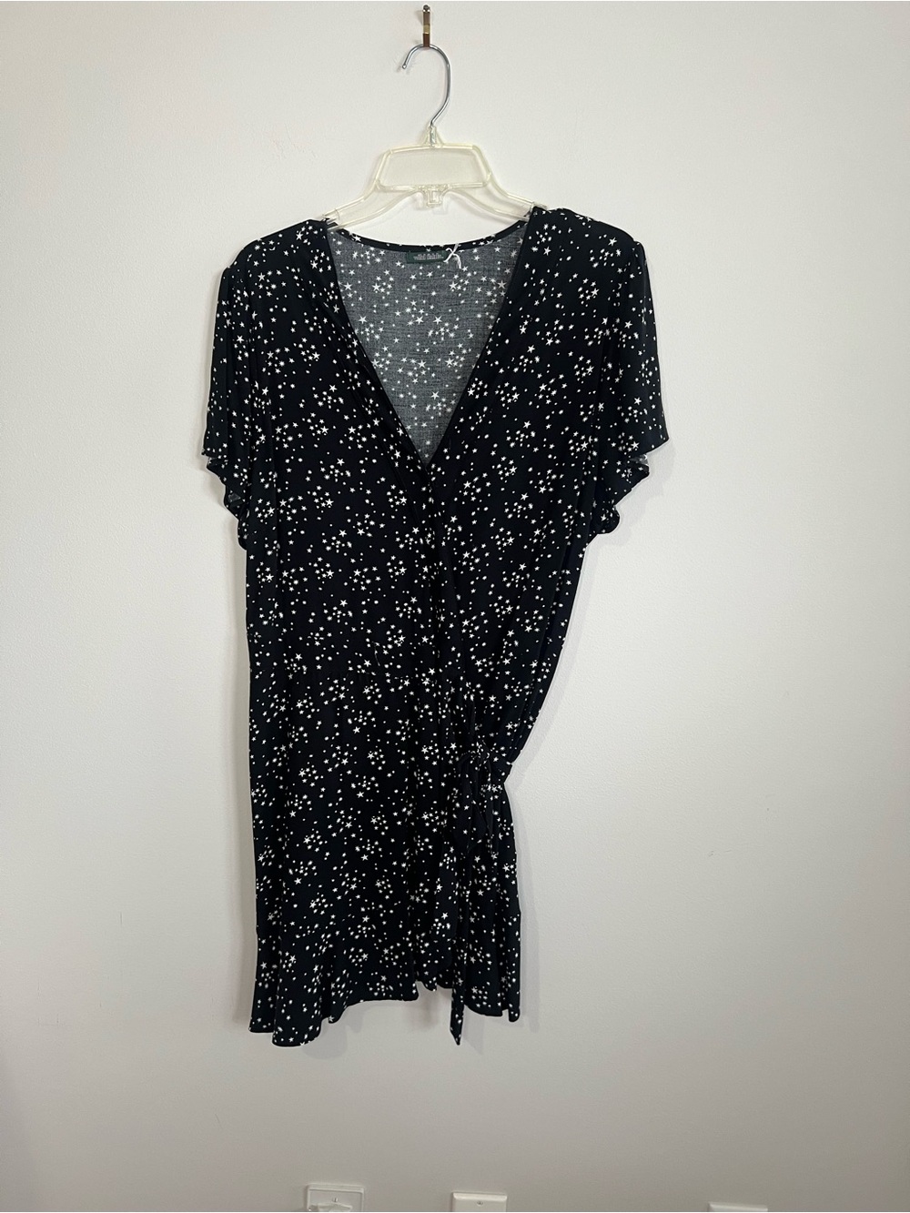 wild fable Black Star Print Wrap Mini Dress